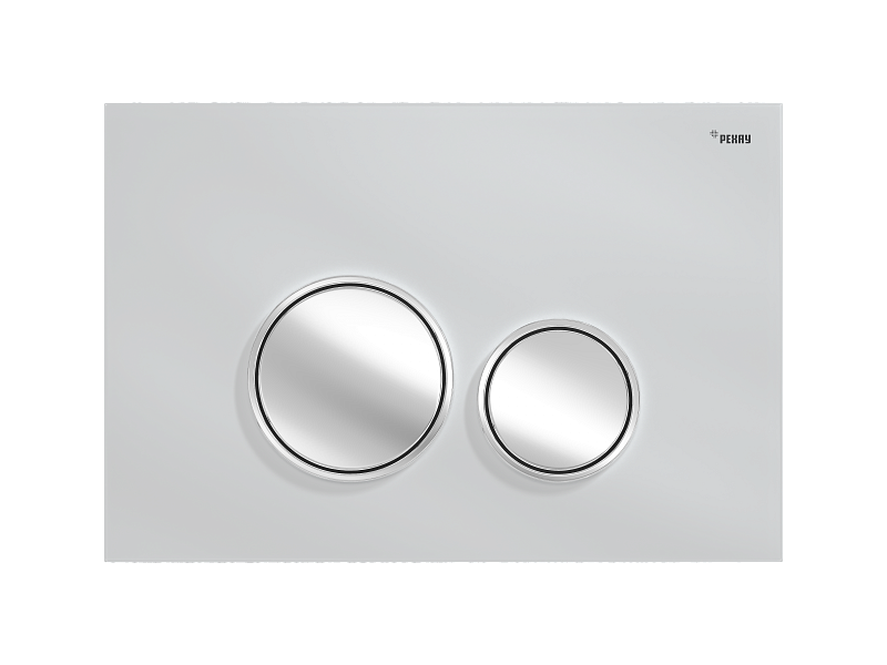 Панель смыва РЕХАУ NOVA ORB GLASS с круглыми клавишами, закаленное стекло, белый, клавиши и их контур хром, глянцевый арт. 19102901001 14.4x168.5x